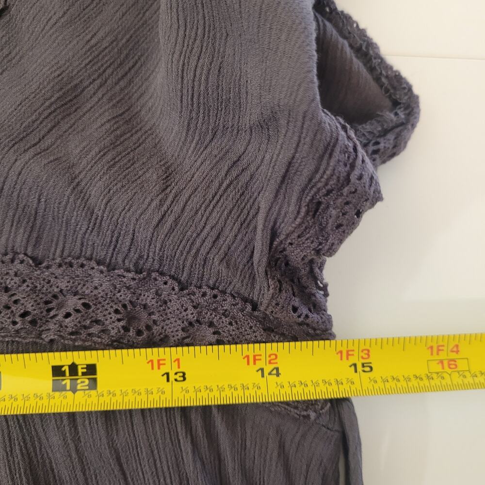 Knox Rose Gray Boho Top Tassel Hem Crochet Trim Gauze Festival XS - Picture 4 of 7